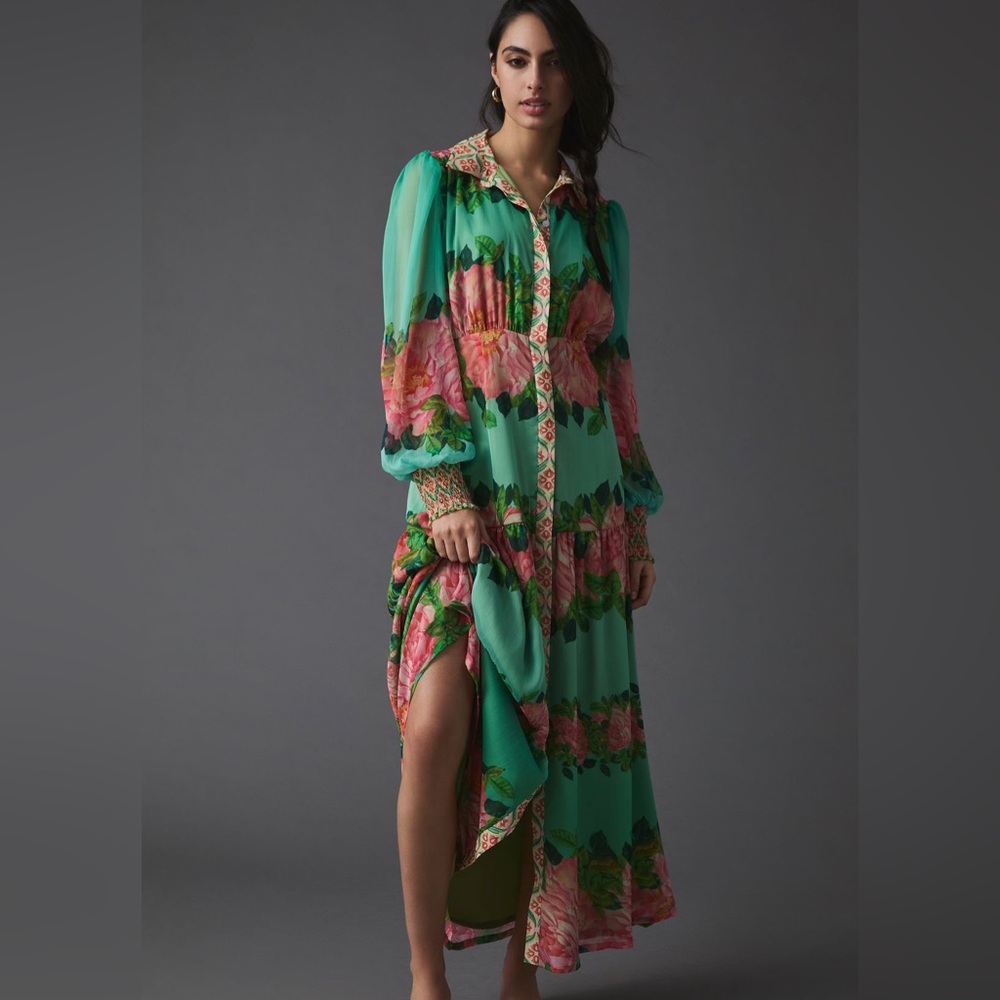 Anthropologie Vineet Bahl printed shirt dress XXS worn once